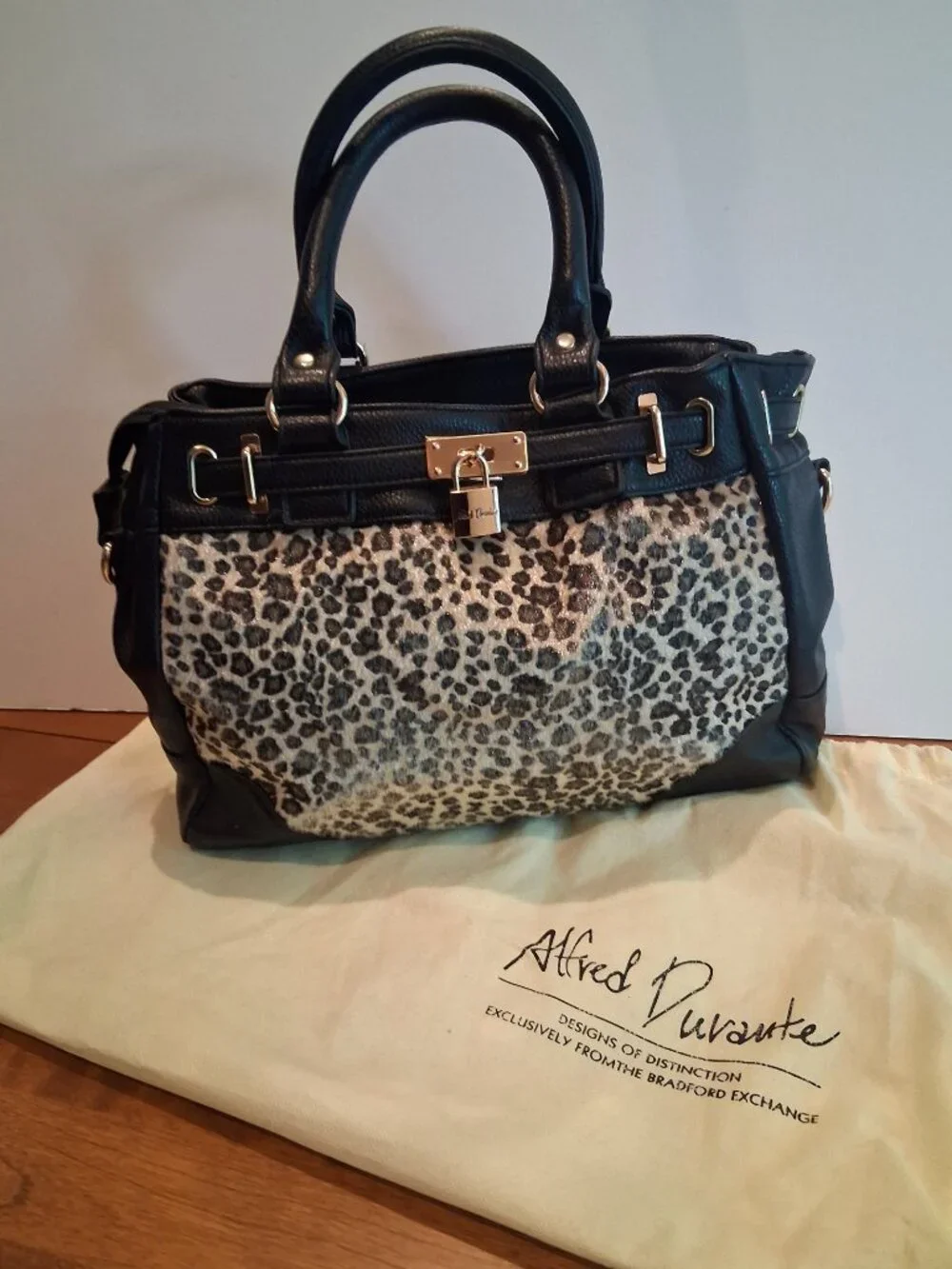 Bradford Exchange Alfred Durante Leopard Faux Fur & Leather Satchel Handbag